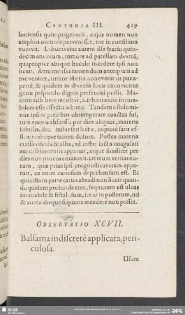 Observatio XCVII. Balsama indiscretè applicata, periculosa