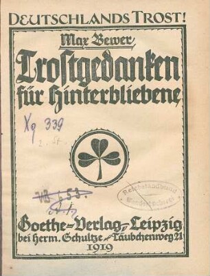 Trostgedanken für Hinterbliebene : Deutschlands Trost!