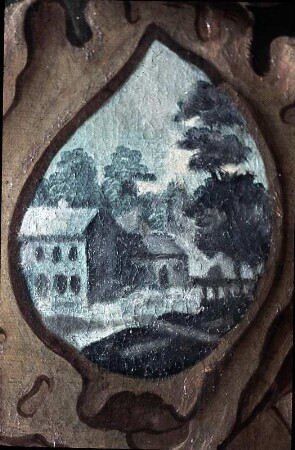 Kartusche mit Landschaft (unter dem Bild: Hermes und Argus)