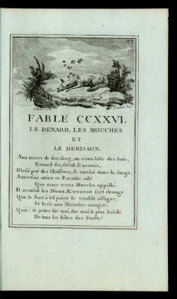 Fable CCXXVI. Le Renard, Les Mouches Et Le Herisson.
