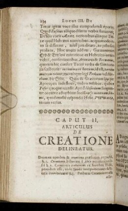 Caput II. Articulus De Creatione Delineatus.