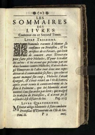 Les Sommaires Des Livres Contenus en ce Second Tome