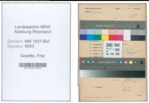 Entnazifizierung Fritz Goerlitz , geb. 26.08.1905 (Baecker)