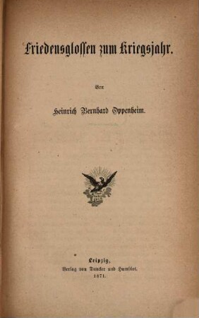 Friedensglossen zum Kriegsjahr