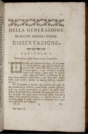 Della Generazione Di Alcuni Animali AmFibJ. Dissertazione.