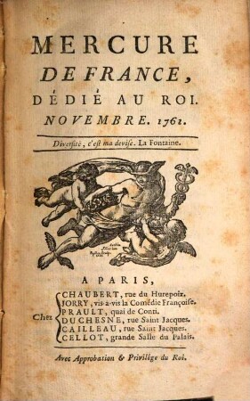 Mercure de France. 1761, 11
