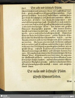 Der neun und sechtzigste Psalm. Christi schweres Leben