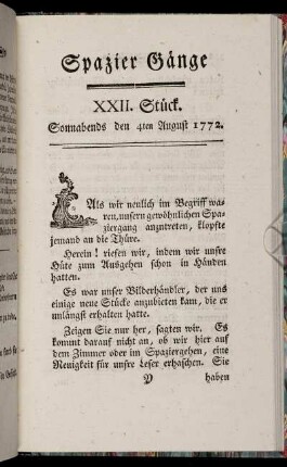 XXII. Stück. Sonnabends den 4ten August 1772.