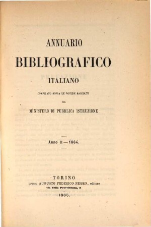 Annuario bibliografico italiano. 2, 2. 1864 (1865)