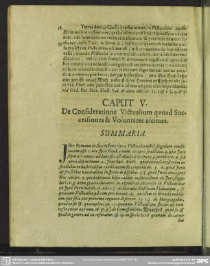 Caput V. De Consideratione Victualium quoad Succesiones & Voluntates ultimas