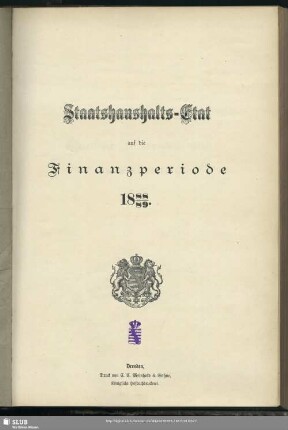 Staatshaushalts-Etat auf die Finanzperiode 1888/89