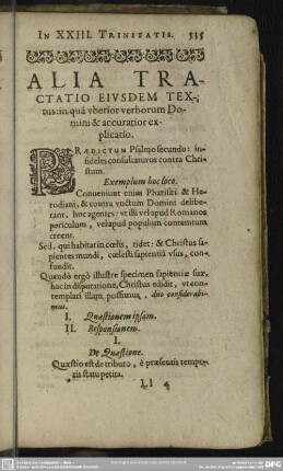 Alia Tractatio eiusedem Testus: in qua uberior verborum Domini & accuratior explicatio