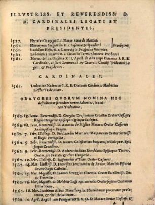 Nomina, cognomina, patriae, dignitates et promotiones Illustr. et Rev. Patrum qui convenerunt ad concilium Tridentinum