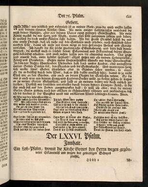 611-618, Der LXXVI. Psalm