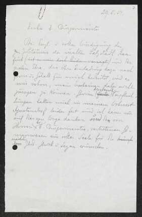 Brief von Gerhart Hauptmann
