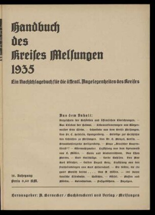 Jahrgang 16.1935: Handbuch des Kreises Melsungen : ein Nachschlagebuch für die öffentl. Angelegenheiten des Kreises