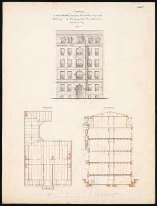 Wohnhaus Steinmetz Roessel II, Berlin-Kreuzberg: Grundriss DG, Ansicht, Schnitt
