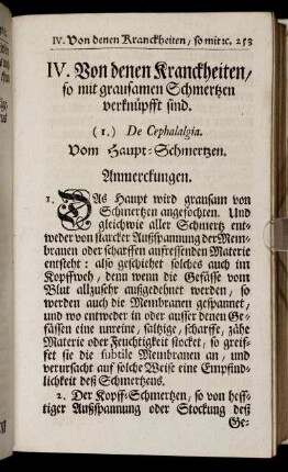 IV. Von denen Kranckheiten, so mit grausamen Schmertzen verknüpfft sind.