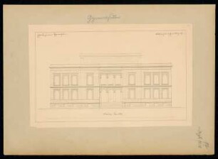 Gymnasium Monatskonkurrenz Dezember 1838: Aufriss Straßenansicht; Maßstabsleiste