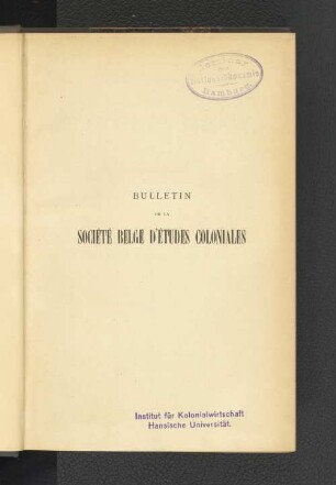 12.1905: Bulletin de la Société d'Etudes Coloniales