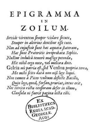 Epigramma in Zoilum.