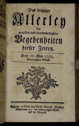 Den 17. May 1763. Zwanzigstes Stück.