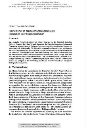 Fremdwörter in deutscher Sprachgeschichte: Integration oder Stigmatisierung?