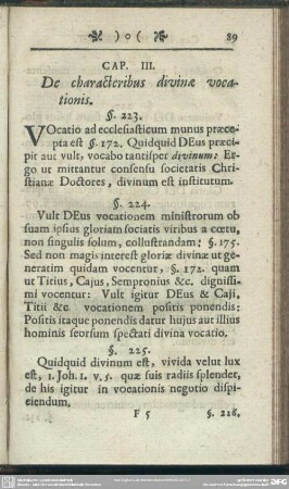 Cap. III. De characteribus divinae vocationis