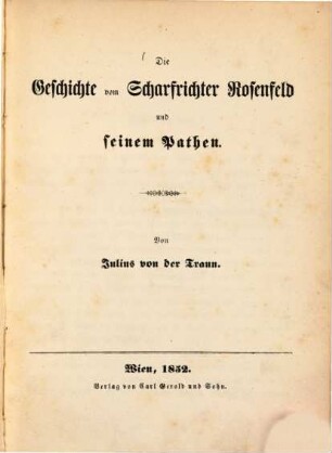 Die Geschichte vom Scharfrichter Rosenfeld und seinem Pathen