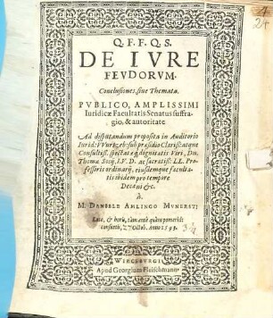 De Ivre Fevdorvm Conclvsiones, siue Themata