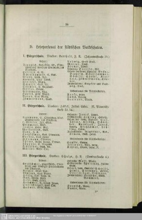 D. Lehrpersonal der städtischen Volksschulen