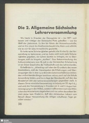 Die 2. Allgemeine Sächsische Lehrerversammlung