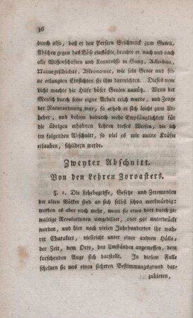 Zweiter Abschnitt. Von den Lehren Zoroasters