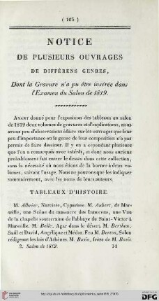 Notice de plusieurs ouvrages de différens genres