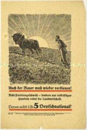 Aufruf der Deutschnationalen Volkspartei zur Reichstagswahl