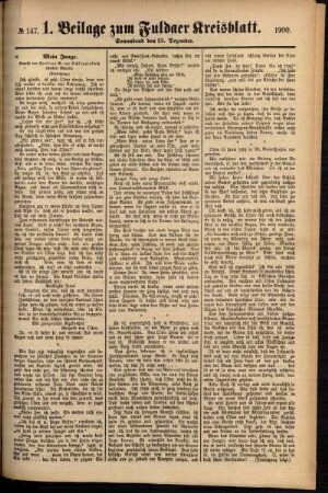 Zweite Ausgabe vom Samstag, den 15. Dezember 1900.