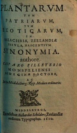 Plantarum tum patriarum tum exoticarum in Walachria, Zeelandiae insula, nascentium synonymia