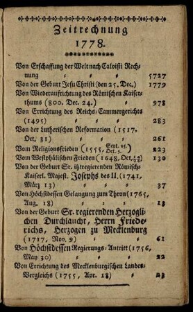 Zeitrechnung 1778