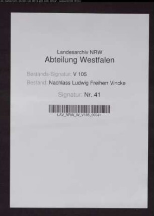 26 Briefe der Eltern Ernst I. J. Vincke und Louise Vincke geb. von Butlar