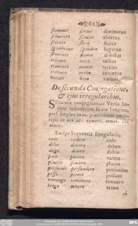 De secunda Coniugatione, & eius irregularibus.