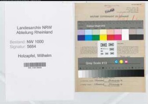 Entnazifizierung Wilhelm Holzapfel, geb. 28.11.1906 (Finanzinspektor)