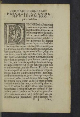 Pro pace ecclesiae, precatio