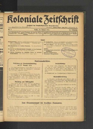 Nr. 4. Berlin, 23. Januar 1914. 15. Jahrgang.