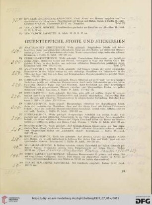 Orientteppiche, Stoffe, Stickereien (Nr. 273-304)