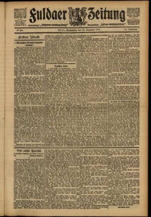 Erste Ausgabe vom Donnerstag, den 19. Dezember 1907.