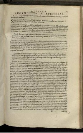 Commentarii In Secundam Et Tertiam Epistolam Ioannis Apostoli, & unam Iudae. Argumentum III. Epistolae