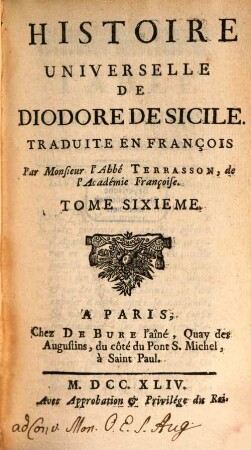 Histoire Universelle De Diodore De Sicile. 6