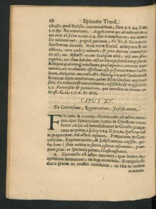 Caput XV. De Conversione, Regenratione, Iustificatione.