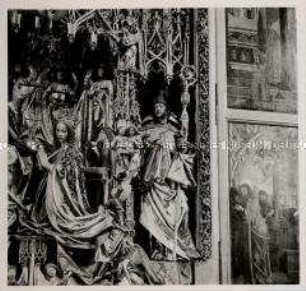 St. Wolfgang im Salzkammergut, Kircheninneres, Altar von Michael Pacher, Mittelschrein, Krönung der Maria