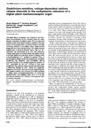 Gadolinium-sensitive, voltage-dependent calcium release channels in the endoplasmic reticulum of a higher plant mechanoreceptor organ